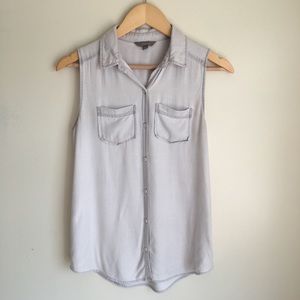 Rubbish Button-up Tank Light Grey/Chambray